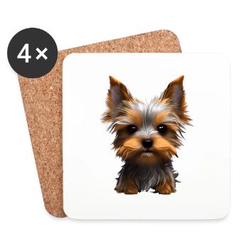 Yorkshire Terrier Puppy Dog Dog Owner - Coasters (set of 4) - white - Front