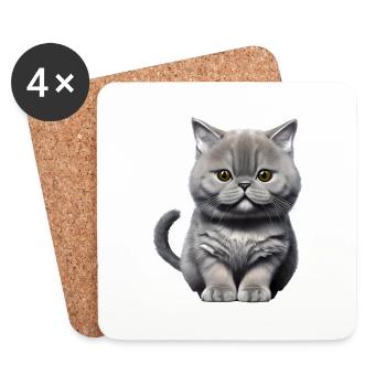 Chaton Chat Domestique Chat Propriétaire de chat - Dessous de verre (lot de 4) - blanc - Devant