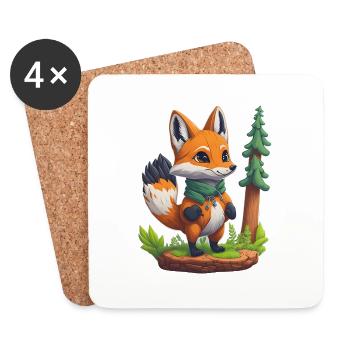 Kleiner Fuchs - Untersetzer (4er-Set) - Weiß - Vorne
