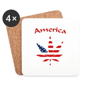 America, USA, United States of America - Untersetzer (4er-Set) - Weiß - Vorne