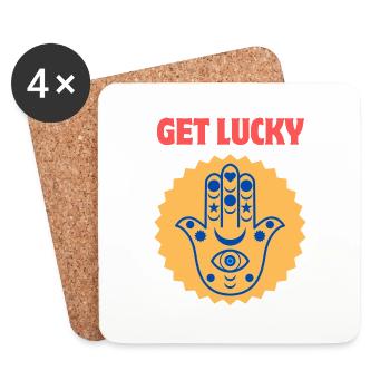 Get Lucky / Hamsa (Hand von Fatima) - Untersetzer (4er-Set) - Weiß - Vorne