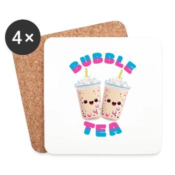 Bubble milk tea tapioca - Coasters (set of 4) - white - Front