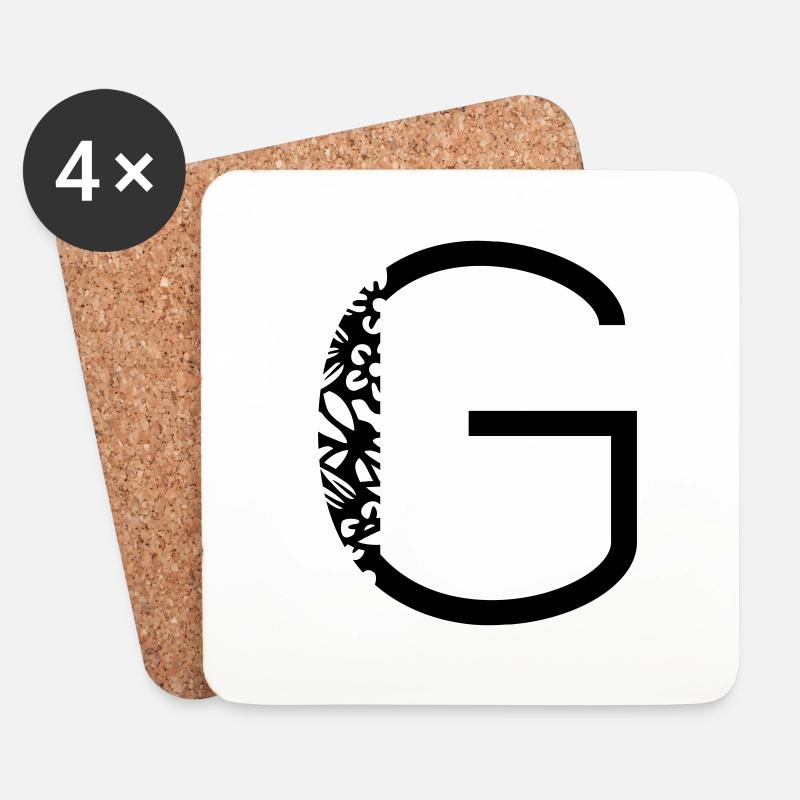 Buchstabe G - Untersetzer (4er-Set) - Weiß