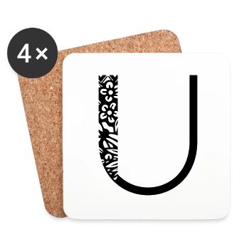 Buchstabe U - Untersetzer (4er-Set) - Weiß - Vorne
