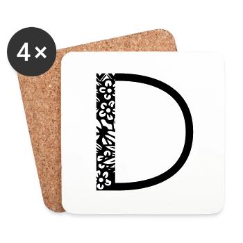 Buchstabe D - Untersetzer (4er-Set) - Weiß - Vorne