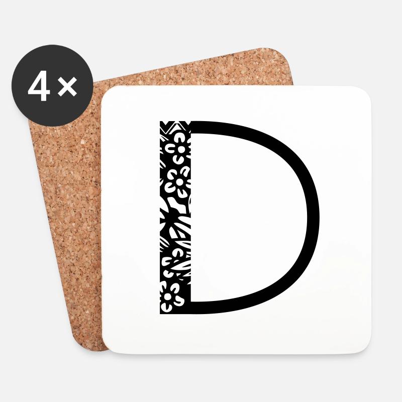 Buchstabe D - Untersetzer (4er-Set) - Weiß