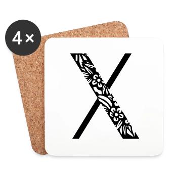 Buchstabe X - Untersetzer (4er-Set) - Weiß - Vorne