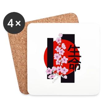 Kirschblüten - Untersetzer (4er-Set) - Weiß - Vorne