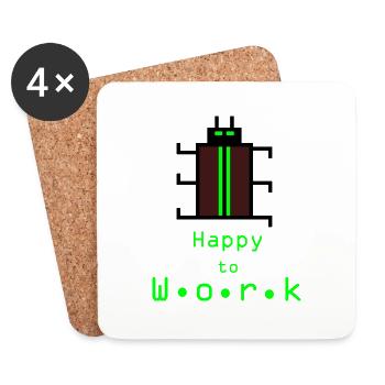 HappyWorkBeetle - Coasters (set of 4) - white - Front