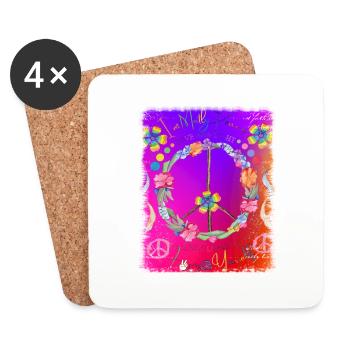 Hippie soul groovy Summer time Good vibes 70s 80s - Coasters (set of 4) - white - Front