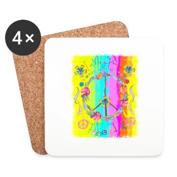 Hippie soul groovy Summer time Good vibes 70s 80s - Coasters (set of 4) - white - Front