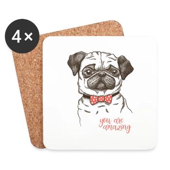 Hund - Untersetzer (4er-Set) - Weiß - Vorne
