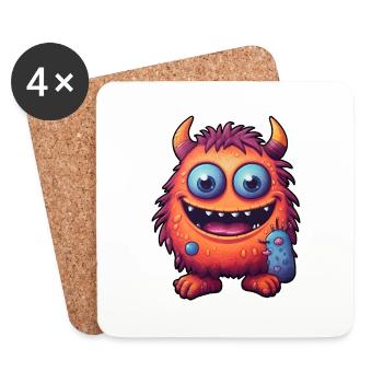 Petit monstre « Trippel » dans le style comique - Dessous de verre (lot de 4) - blanc - Devant
