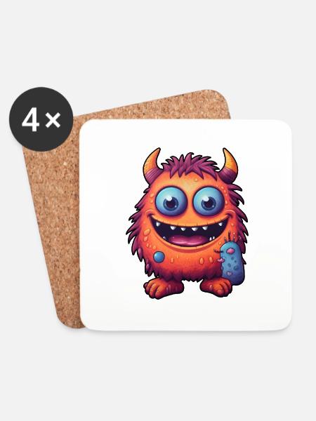 Kleines Monster "Trippel" im Comic-Stil - Untersetzer (4er-Set) - Weiß