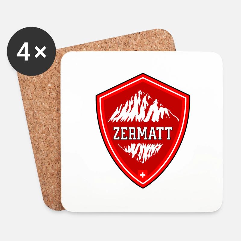 Zermatt Schweiz Flagge Berge - Untersetzer (4er-Set) - Weiß