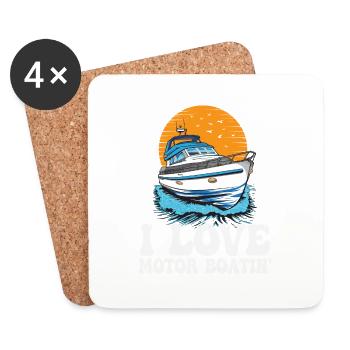 J’adore Motor Boatin' Pontooning Bateau à moteur Capitaine - Dessous de verre (lot de 4) - blanc - Devant