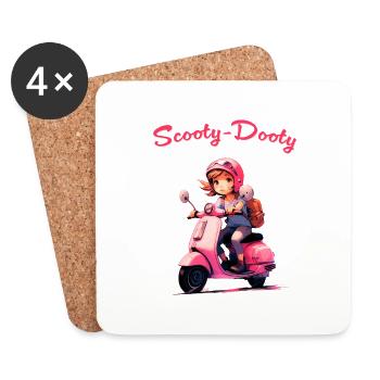 Scooter Mädchen - Untersetzer (4er-Set) - Weiß - Vorne
