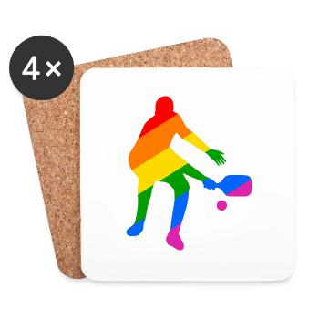 Gay Pride Pickleball - Dessous de verre (lot de 4) - blanc - Devant