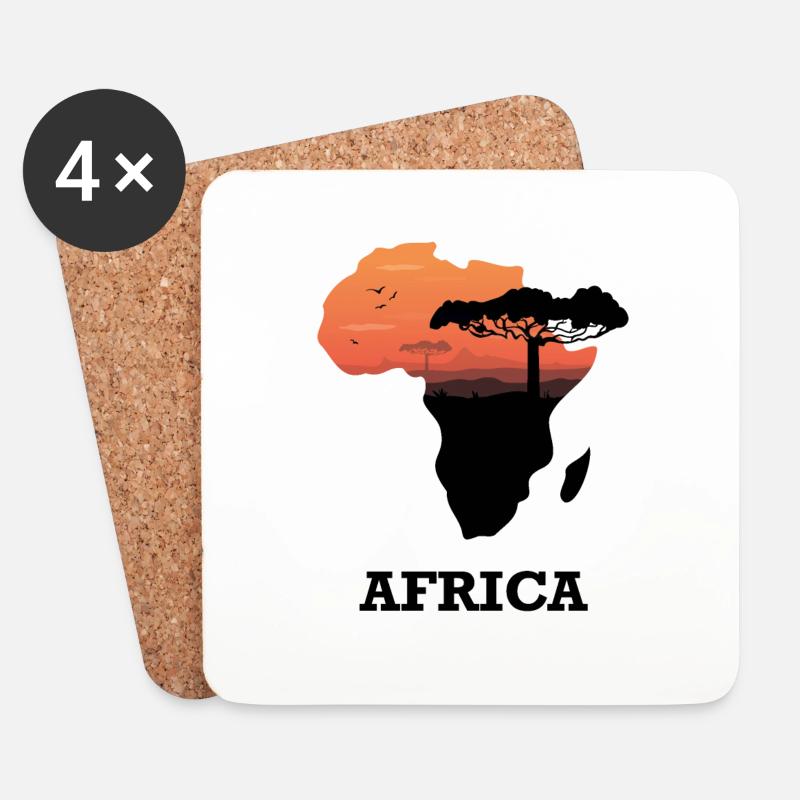Karte Afrika - Untersetzer (4er-Set) - Weiß