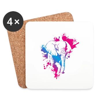 Elefant - Untersetzer (4er-Set) - Weiß - Vorne