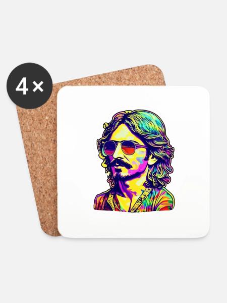 Hippie - Untersetzer (4er-Set) - Weiß