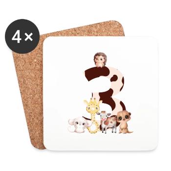 3rd anniversary - third anniversary animals - Coasters (set of 4) - white - Front