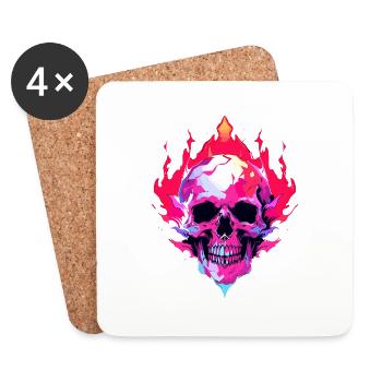 Totenkopf neon - Untersetzer (4er-Set) - Weiß - Vorne