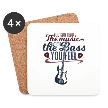 Visuel guitare basse pour musicien à offrir - Dessous de verre (lot de 4) - blanc - Devant