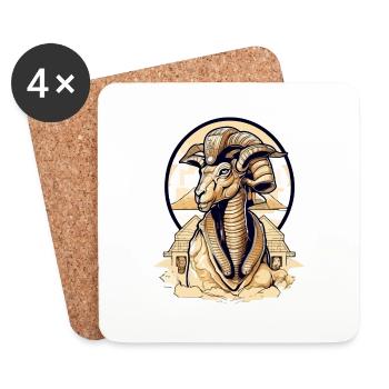 Lokou le bélier Egyptien - Dessous de verre (lot de 4) - blanc - Devant