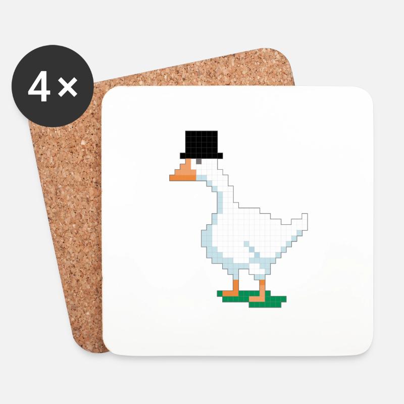 Ente mit verpixeltem Zylinder - Untersetzer (4er-Set) - Weiß