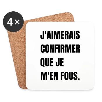 j'aimerais confirmer que je m'en fous - Dessous de verre (lot de 4) - blanc - Devant
