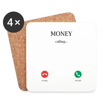 Money is calling - Coasters (set of 4) - white - Front