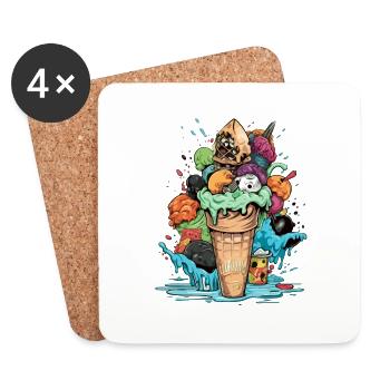 Leckere Eiswaffel - Untersetzer (4er-Set) - Weiß - Vorne