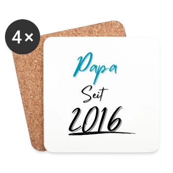 Papa seit 2016 - Untersetzer (4er-Set) - Weiß - Vorne