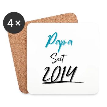 Papa seit 2014 - Untersetzer (4er-Set) - Weiß - Vorne