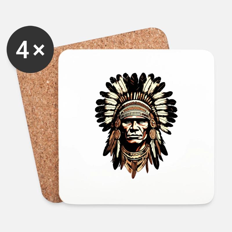 actek apache indian - Untersetzer (4er-Set) - Weiß