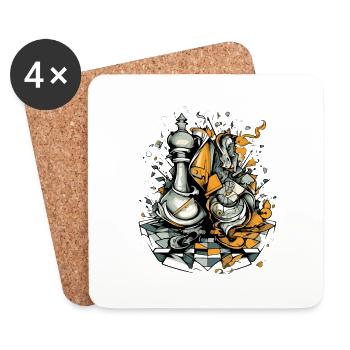 Echecs abstraits - Dessous de verre (lot de 4) - blanc - Devant