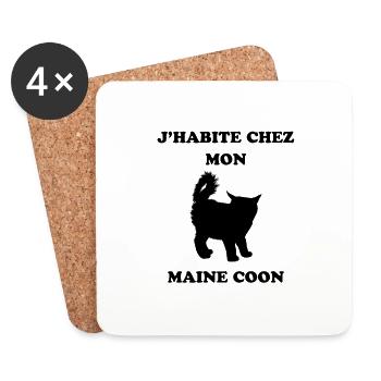J HABITE CHEZ MON CHAT MAINE COON 1 - Dessous de verre (lot de 4) - blanc - Devant