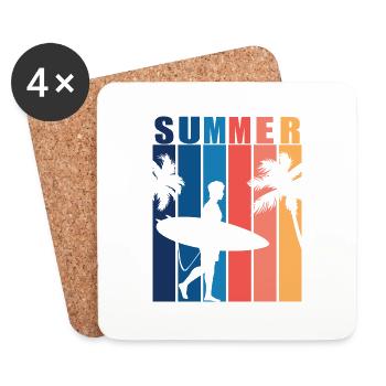 Surfing Surfboard Surfer Water Sports - Coasters (set of 4) - white - Front