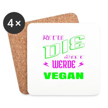 veganes essen geburtstagsgeschenkidee geschenk - Untersetzer (4er-Set) - Weiß - Vorne