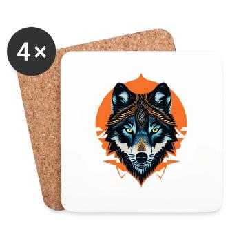 Wolf - Coasters (set of 4) - white - Front