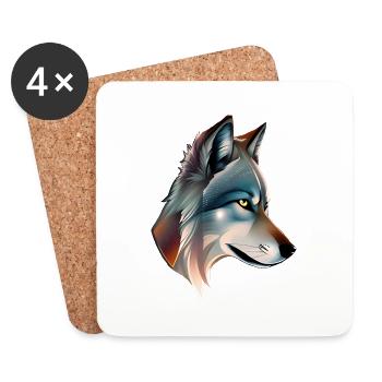 Wolf - Untersetzer (4er-Set) - Weiß - Vorne