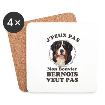 Chien mignon bouvier bernois - Dessous de verre (lot de 4) - blanc - Devant