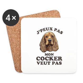 Mon cocker veut pas - Dessous de verre (lot de 4) - blanc - Devant