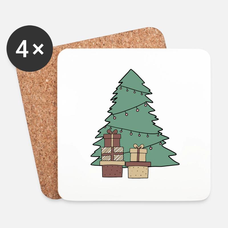 Geschenkbaum - Untersetzer (4er-Set) - Weiß