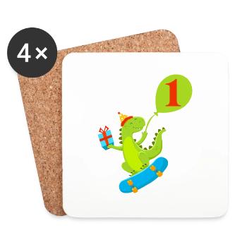 1. Geburtstag Niedlicher Dinosaurier - Untersetzer (4er-Set) - Weiß - Vorne