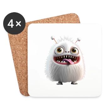 Happy Halloween cute monster tongue out scary fun - Coasters (set of 4) - white - Front