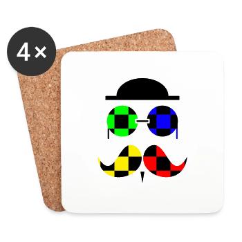Checkered hipster in black - Dessous de verre (lot de 4) - blanc - Devant