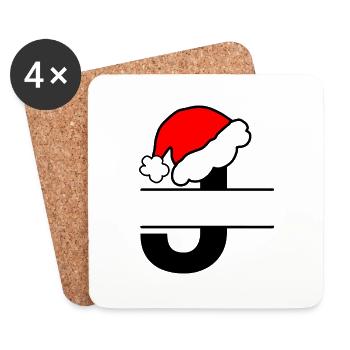 Alphabet Weihnachtsbuchstabe J zum Personalisieren - Untersetzer (4er-Set) - Weiß - Vorne