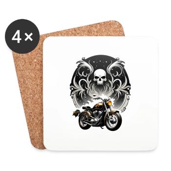Vintage Motorcycle Retro Crane Style - Coasters (set of 4) - white - Front